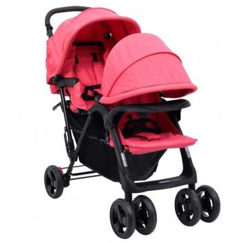 Carrito para gemelos tándem de acero rojo vidaXL