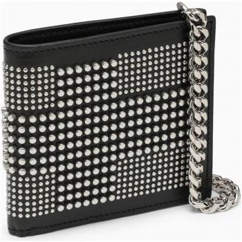 Alexander McQueen Men's Leather Wallet with Studs and Chain in Black | 7752921AAQ2