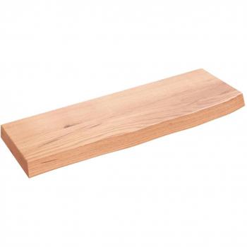 Estantería de pared de madera de roble macizo tratado en color marrón claro, dimensiones 60x20x4 cm