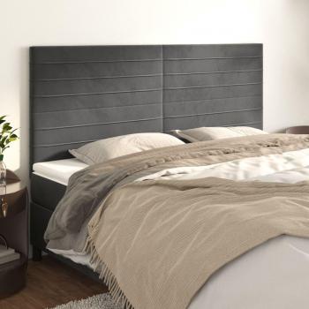 Cabeceros de terciopelo gris oscuro 4 unidades 100x5x78/88 cm