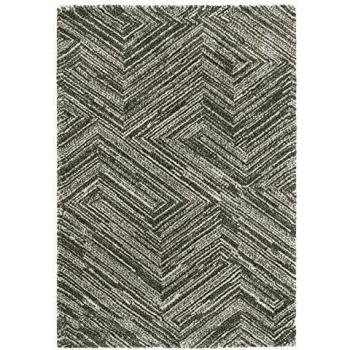 Alfombra ultrasuave minimalista antracita con diseño gráfico crema - 200 x 290 cm