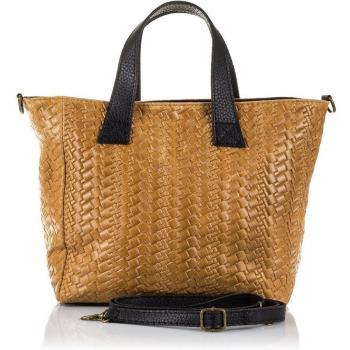 Cassandra Bolso tote Mujer de Piel auténtica Gamuza Grabado Entrelazado. Made in Italy. Vera Pelle Italiana