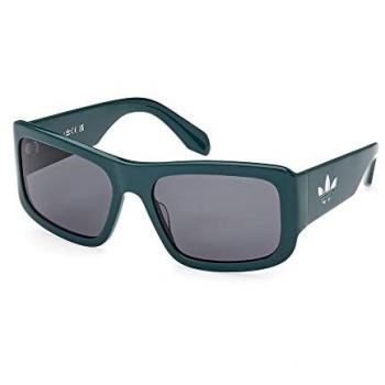 Adidas Originals OR0090 Rectangular Sunglasses, Dark Green with Smoke Lenses, Unisex, 135mm