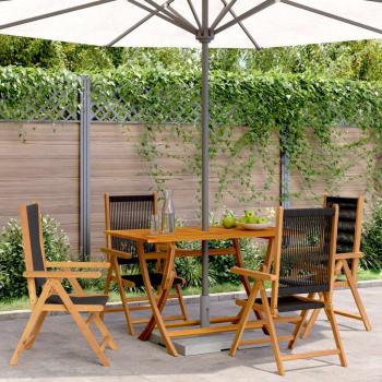 Sillas de jardín reclinables 4 piezas de madera maciza de Acacia negra