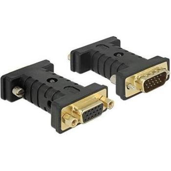 Adaptador VGA Delock 63326 - Conector VGA Macho a Hembra con Emulador EDID, 6.25 cm, Color Negro