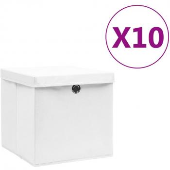 Cajas de almacenaje con tapas 10 uds blanco 28x28x28 cm