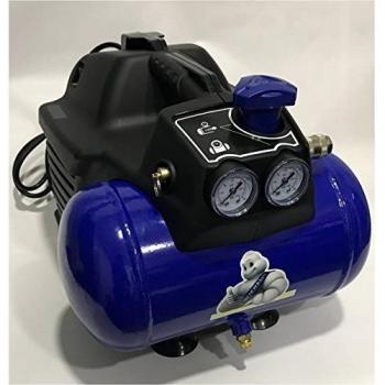 Cevik MBL6V2/1100 Compresor Michelin de 6 litros de caldera, sin aceite, motor de 1.5hp, AZUL Y NEGRO, 1,5 HP
