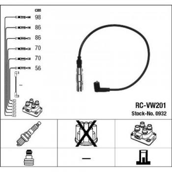 Juego de Cables de Encendido NGK 0932 para VW y FORD, Compatible con GOLF III, SHARAN y CORRADO, 6 Conduites