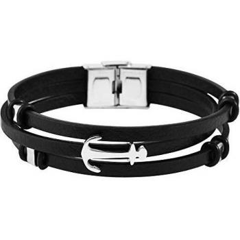 Pulsera de Cuero con Elementos de Acero Inoxidable Beshoy Akzent