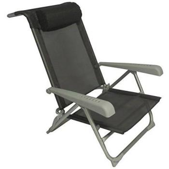 Silla de playa de aluminio y textileno Negro marca Playera (60x70x95 cm)