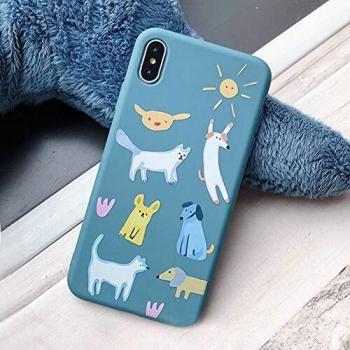 POHONOEOO Pareja De Animales Lindos Perro Gato Caja del Teléfono para El iPhone XR XS MAX Caso para El iPhone X 6 6S 7 8 Plus TPU Suave Contraportada