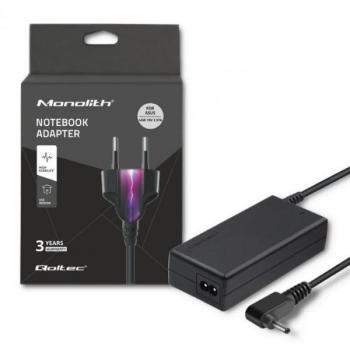 Cargador para Portátil Qoltec 51506.45W, 45 W, compatible con notebooks ASUS, salida de 19 V y 2,37 A, con conector de 4 mm x 1.35 mm