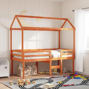 Cama alta con techo de cera 75x190cm madera maciza de pino marrón vidaXL