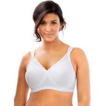 Glamorise Seamless MagicLift T-Shirt Bra - White Women's Wireless Support Bra 38-C