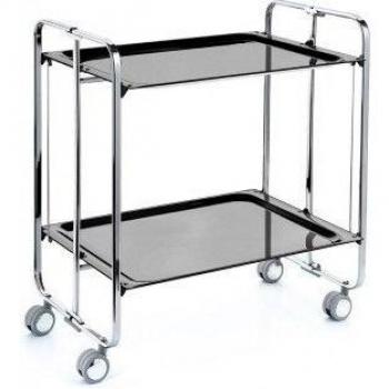 DON HIERRO - Carrito camarera BAUHAUS armazón cromado, 2 bandejas. Máxima calidad en el acabado.