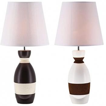 Lámpara de mesa DKD Home Decor Cerámica Marrón Cuerda Blanco 30 x 30 x 61 cm 220 V 50 W (2 Unidades)
