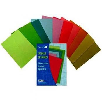 Golden - 100 hojas A4 80 grs, 10 colores surtidos.