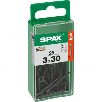 Tornillo para Madera Spax T-Star+ Cabeza Plana Avellanada Pavonado Ø3 x 30 mm - Caja de 25 Uds