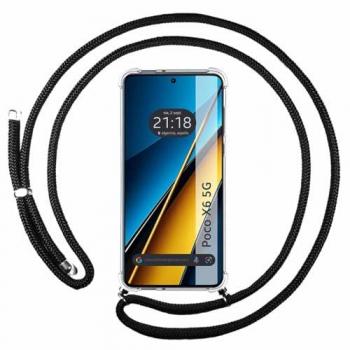 Funda Colgante Transparente para Xiaomi Poco X6 5G con Cordon Negro