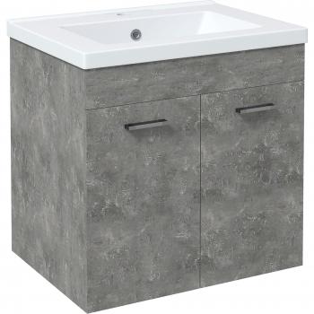 Mueble de Baño con Lavabo Cerámico Armario Bajo de Lavabo de Pared con 2 Puertas y Estante Ajustable 60x45,5x60 cm Gris