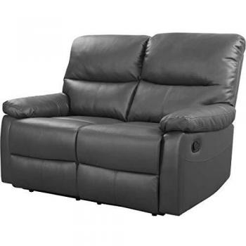 habitatetjardin Sofá reclinable 2 plazas Lincoln -147 x 89 x 103 cm-Gris