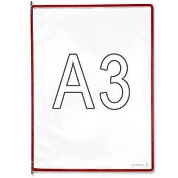 Pack de 10 Fundas Transparentes A3 con Apertura Superior en Color Rojo - Tarifold