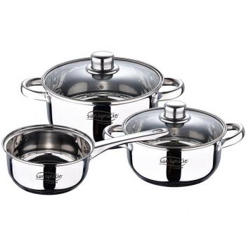 San Ignacio Cassel Batería de Cocina 5 Piezas Acero Inoxidable Inducción - Cazo 16x7,5cm, Cacerolas 18x8,5cm y 20x9,5