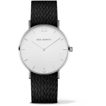Reloj Paul Hewitt Unisex PH-SA-SSTW21S (39mm) - Reloj de acero inoxidable, esfera blanca, resistente al agua hasta 50 metros, correa de malla milanesa ajustable