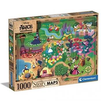 Clementoni-Alice in Wonderland 1000 Piezas Alicia en el país de Las Maravillas, Maps, Puzzle Adulto Mapa Disney
