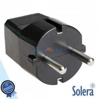 Clavija bipolar con TT lateral 10/16A 250V negro