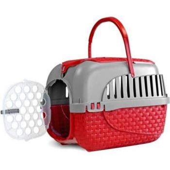 Transportín Tour Bama para Perros y Gatos, Color Rojo, Fabricado en Polipropileno PP, Apto para Otras Pequeñas Mascotas, Capacidad de Carga Máxima 4 kg, Dise