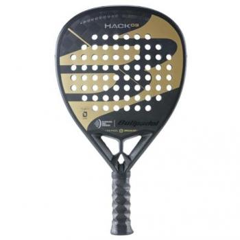 Bullpadel Hack 03 Fip (2023) - Pala de pádel, tecnología Nerve en el marco, superficie de fibra de vidrio y carbono, núcleo de goma EVA, peso entre 360-380 g, forma híbrida