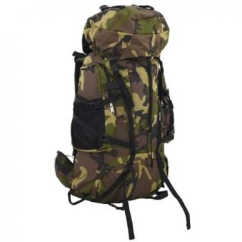 Mochila de Senderismo Tela Oxford 60L Caqui y Verde Camuflaje, Mochila Camping, Mochila de Exterior, Bolsa Senderismo, Mochila Senderismo Ligera