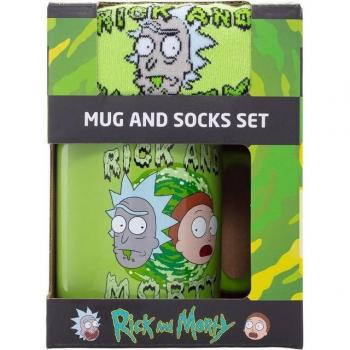 Juego de Taza y Calcetines Rick y Morty - Diseño Divertido, Incluye Calcetines Acogedores, Duraderos y Apto para Microondas (315 ml)