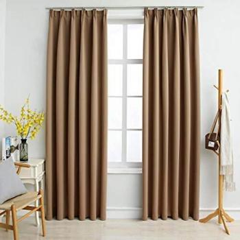 vidaXL Cortinas Opacas con Ganchos, 2 Piezas, 140 x 175 cm, Color marrón