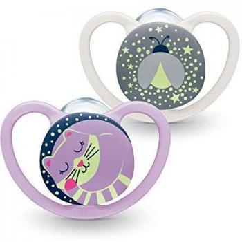 Chupetes de Silicona NUK Space Night para Niña 6-18 meses - Pack de 2