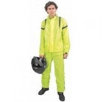 OJ Completo Compacta Fluorescente Chaqueta y Pantalones 4 Estaciones 100% Hermética y Compacto y Bolsillo, Amarillo Fluorescente, 4XL