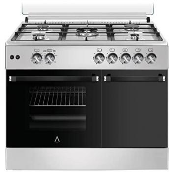 Cocina de Gas ALPHA VULCANO LUX-90PB Inox. Portabombonas, Ventilador, Corte de Gas Seguro y Temporizador - Alta Gama