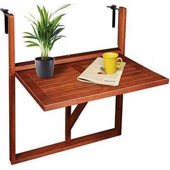 Mesa Colgante de Balcón Plegable de Madera de Acacia Certificada FSC 65x45x87cm