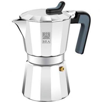 BRA Cafetera, Aluminio, Plata, 9 tazas