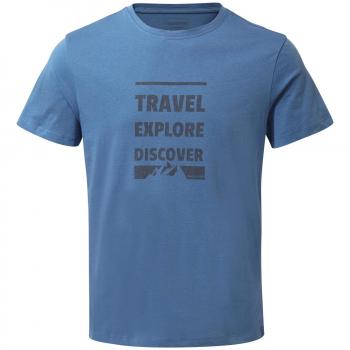 Craghoppers Calvino Short Sleeved Camiseta, Hombre, Delft Blue Slogan, XXXX-Large