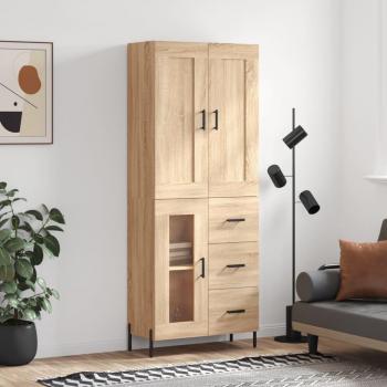 Aparador alto de madera contrachapada color roble 69,5x34x180 cm