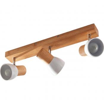 Lindby Lámpara de techo Thorin con madera, 3 bombillas E14 para salón y comedor