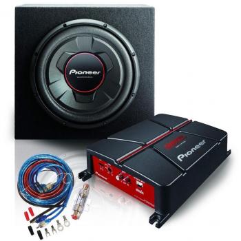 Subwoofer - Pioneer GXT-3706B-SET, 350W, 30 cm + Amplificador GM-A3702, con cables