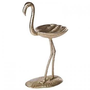 Figura Decorativa de Flamenco Dorado en Aluminio con Bandeja de Almacenamiento 57 cm