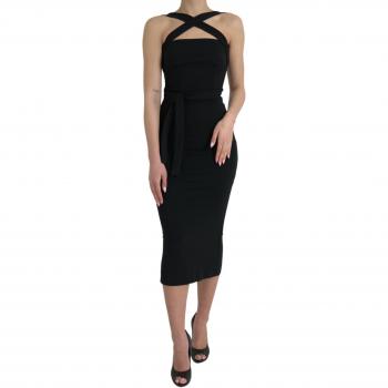 Dolce & Gabbana Elegant Black Sheath Halter Midi Dress - IT42|M