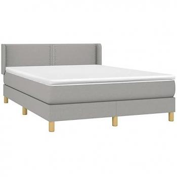Cama Box Spring con Colchón Tela Gris Claro 140x190 cm