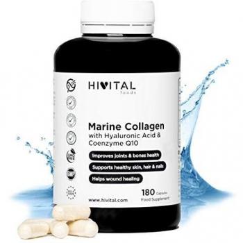 Colágeno Marino con Ácido Hialurónico, Coenzima Q10, Vitamina C y Zinc | 180 cápsulas