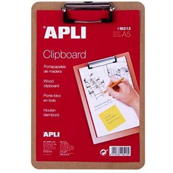 Apli 18213-Clipboard madera, Marrón, A5