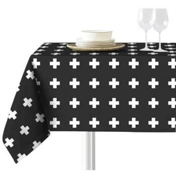 Mantel Sokios Cruces Negro para Mesa 90x290 (160x360) - Colección Manteles